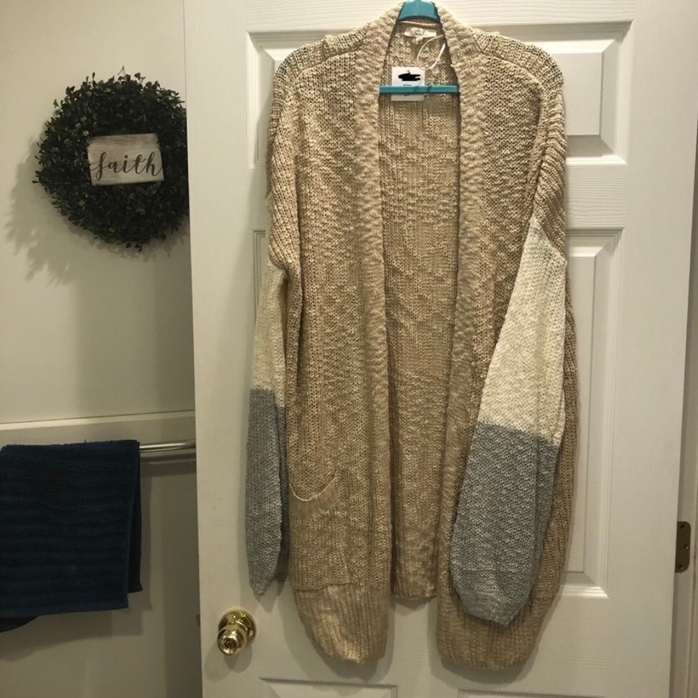 Oversized Color Block Cardigan Sweater